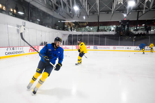 Mika Zibanejad of Sweden at a practice session