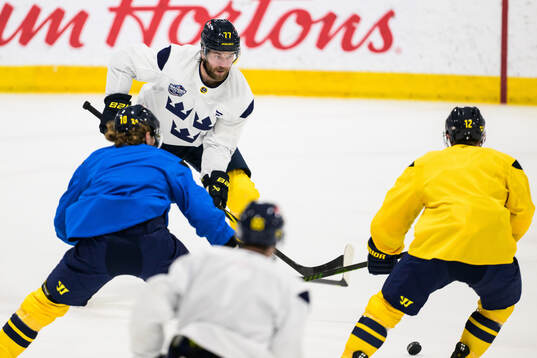 Victor Hedman of Sweden at a practice session