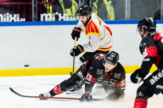 Brynäs Bobby Trivigno och Malmö Redhawks Lassi Thomson