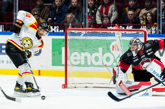 Brynäs Anton Rödin och Malmö Redhawks målvakt Marek