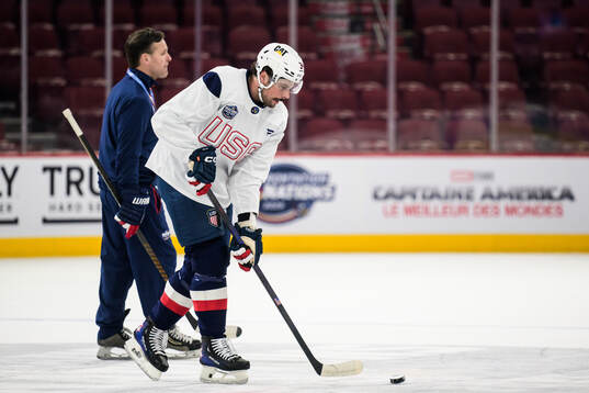 Auston Matthews of USA at a practice session