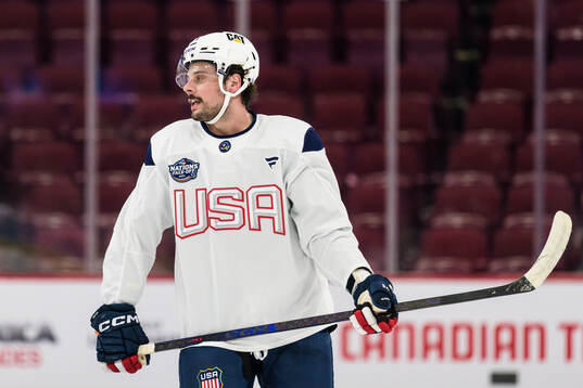 Auston Matthews of USA at a practice session