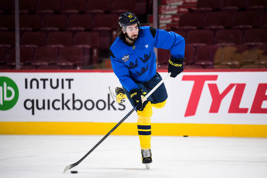 Mika Zibanejad of Sweden at a practice session