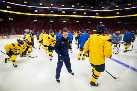 Head coach Sam Hallam of Sweden at a practice session