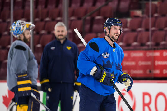 Erik Karlsson of Sweden at a practice session