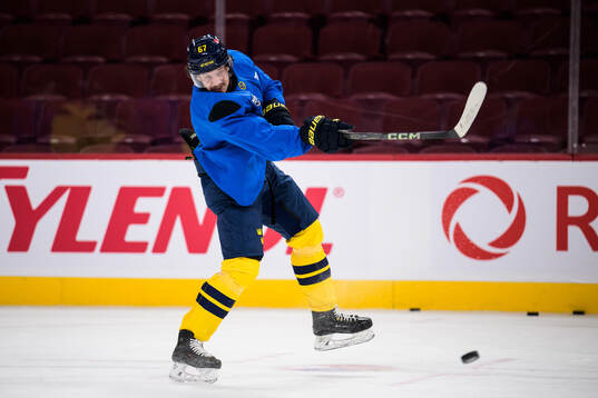 Rickard Rakell of Sweden at a practice session
