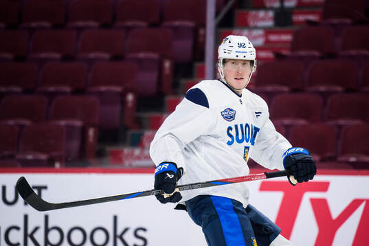 Patrik Laine of Finland at a practice session