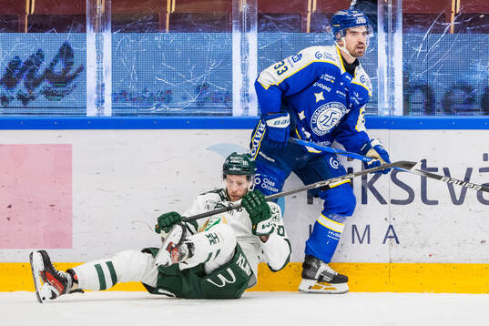 Färjestads Stian Solberg och Leksands Eddie Larsson