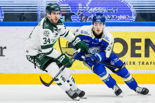 Färjestads Michael Lindqvist och Leksands Arvid Eljas