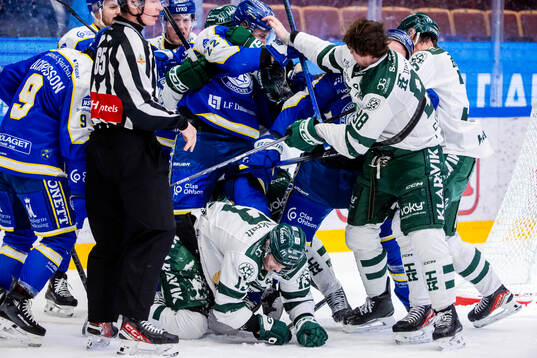 Leksands Lukas Vejdemo och Färjestads Marian Studenic och