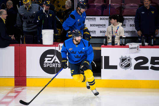 Victor Hedman of Sweden at a practice session