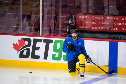 Victor Hedman of Sweden at a practice session