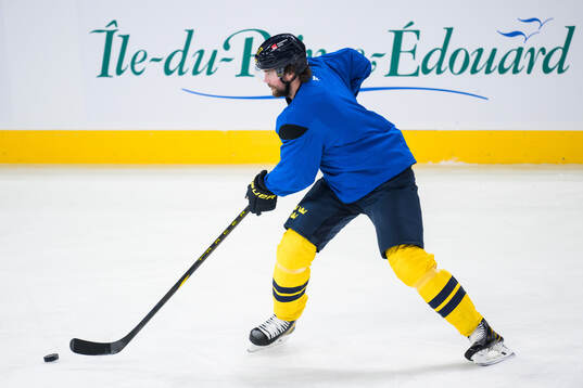 Victor Hedman of Sweden at a practice session