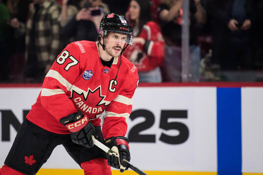 Sidney Crosby of Canada at warm-up