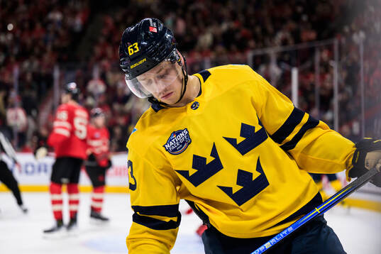 Jesper Bratt of Sweden looks dejected