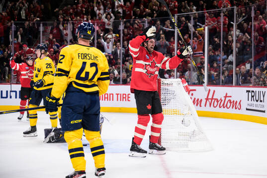 Mark Stone of Canada celebrates