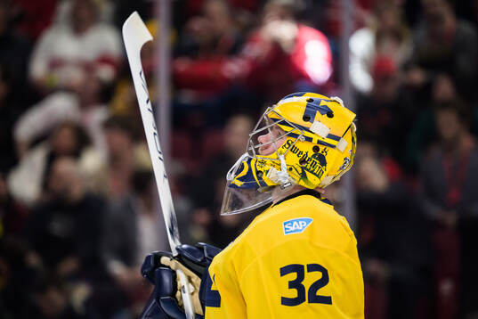 Goaltender Filip Gustavsson of Sweden