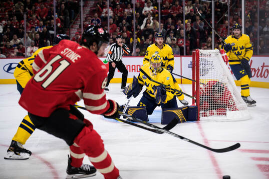 Goaltender Filip Gustavsson of Sweden