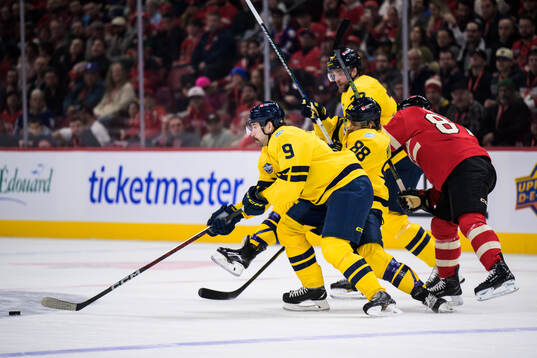 Filip Forsberg, William Nylander and Victor Hedman of