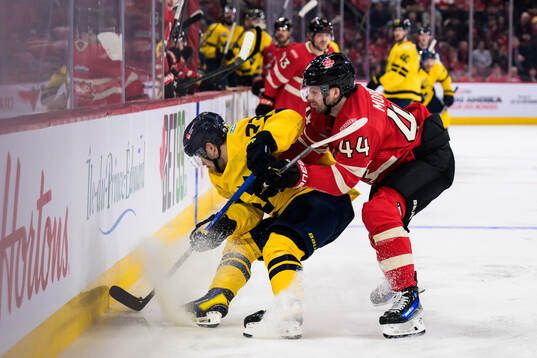 Viktor Arvidsson of Sweden and Josh Morrissey of Canada