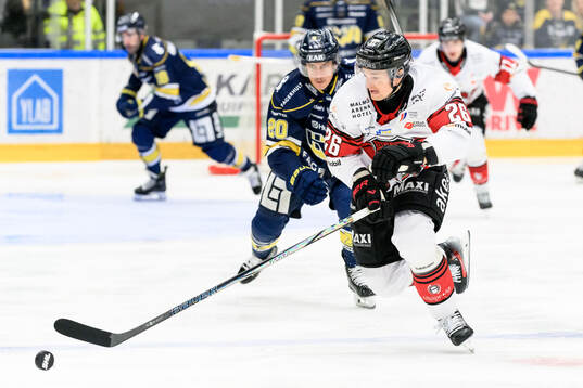 HV71s Andre Petersson och Malmö Redhawks Teemu Kivihalme