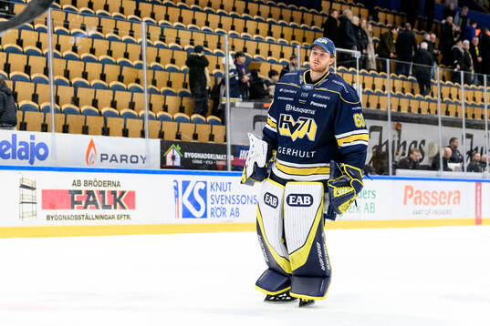 HV71s målvakt Hugo Alnefelt deppar