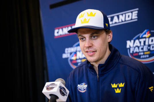 Joel Eriksson Ek of Sweden at a press event
