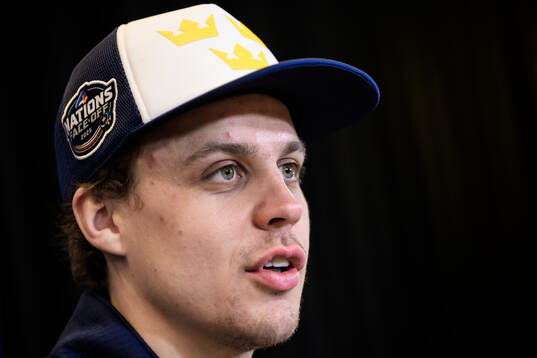 Joel Eriksson Ek of Sweden at a press event