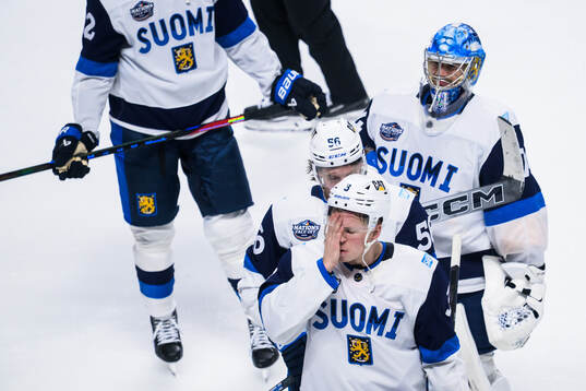 Olli Määttä of Finland looks dejected