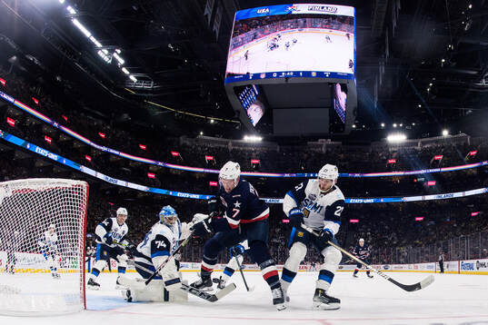 Brady Tkachuk of USA scores 1-1 behind goaltender Juuse