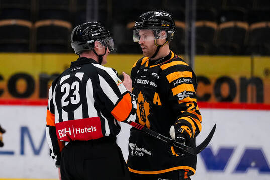 Domare Alexander Österberg och Skellefteås Oscar Lindberg