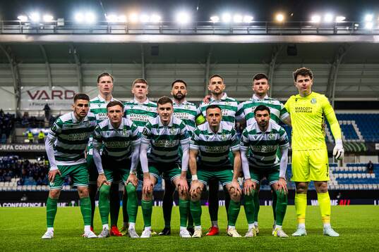 The starting eleven of Shamrock Rovers poses for a team