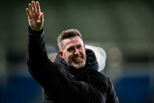 Stephen Bradley, head coach of Shamrock Rovers, celebrates