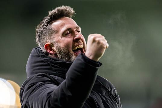 Stephen Bradley, head coach of Shamrock Rovers, celebrates