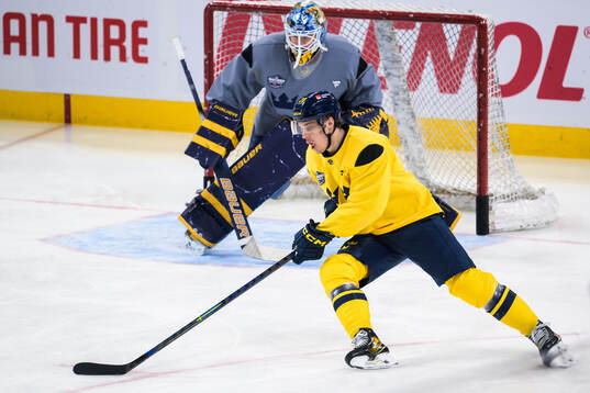 Joel Eriksson Ek of Sweden at a practice session