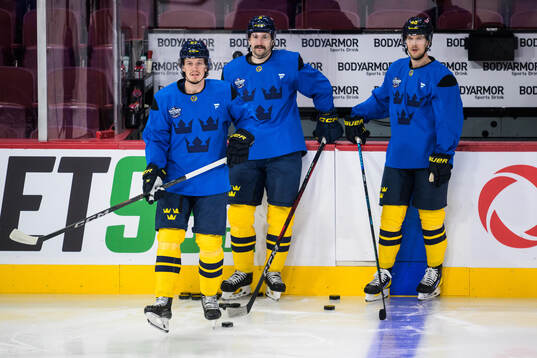 Rickard Rakell, Filip Forsberg and Elias Pettersson of