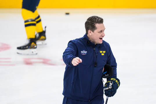 Head coach Sam Hallam of Sweden at a practice session