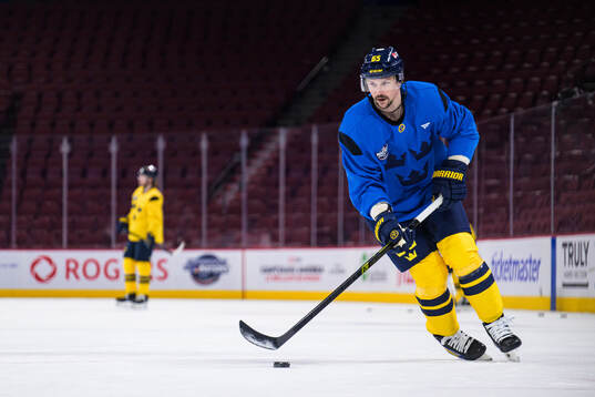 Erik Karlsson of Sweden at a practice session