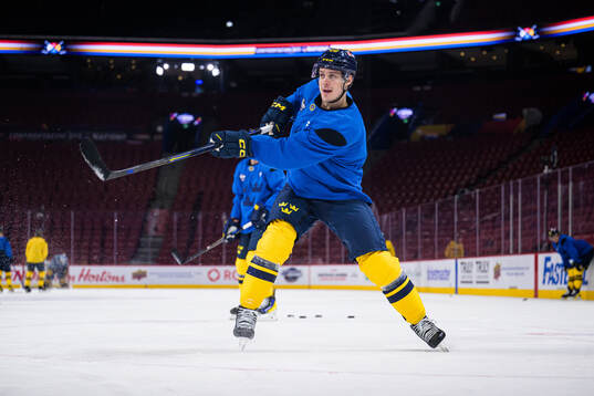 Joel Eriksson Ek of Sweden at a practice session