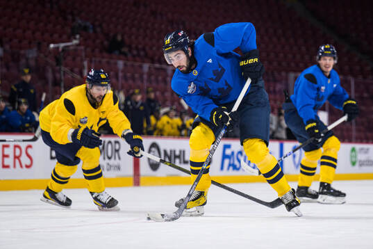 Mika Zibanejad of Sweden at a practice session