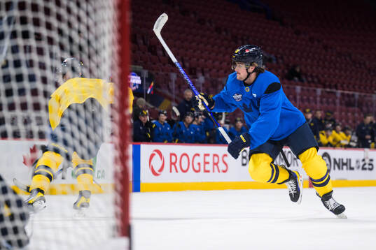 William Nylander of Sweden at a practice session