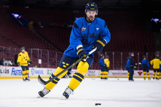 Erik Karlsson of Sweden at a practice session