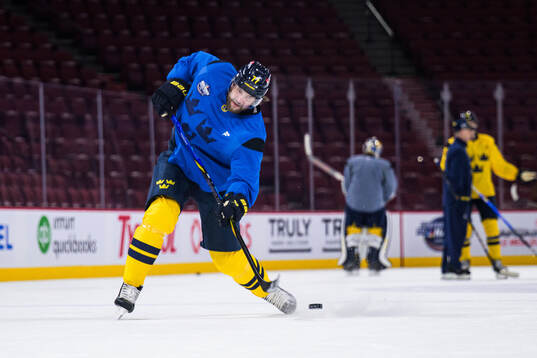 Victor Hedman of Sweden at a practice session