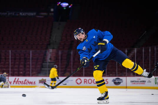 Erik Karlsson of Sweden at a practice session