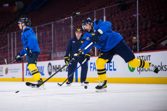 Erik Karlsson of Sweden at a practice session
