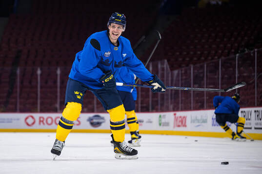 Joel Eriksson Ek of Sweden at a practice session
