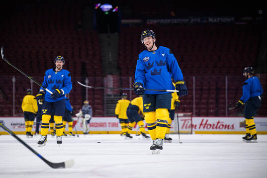 Lucas Raymond of Sweden at a practice session