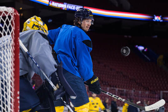 Rickard Rakell of Sweden at a practice session