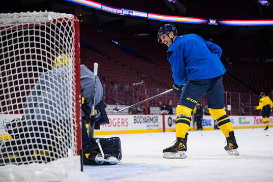 Joel Eriksson Ek of Sweden at a practice session