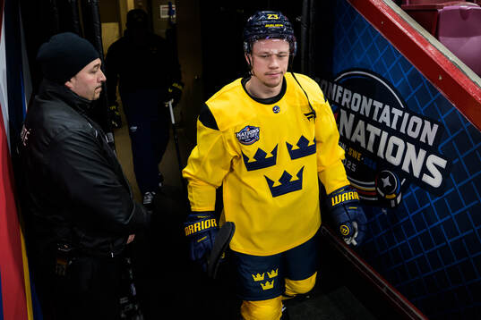 Lucas Raymond of Sweden at a practice session